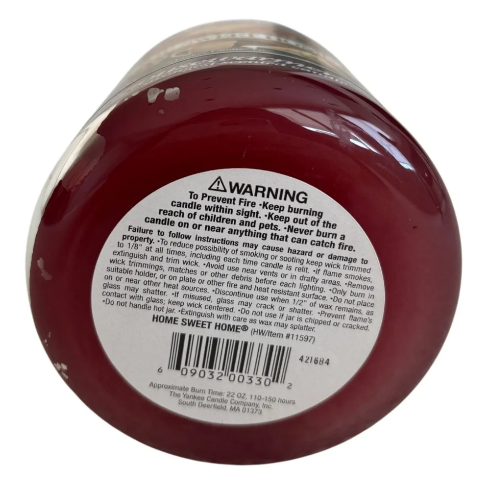 Yankee Candle Jar Home Sweet Home Rare Vintage Black Band Burgundy Mauve Red